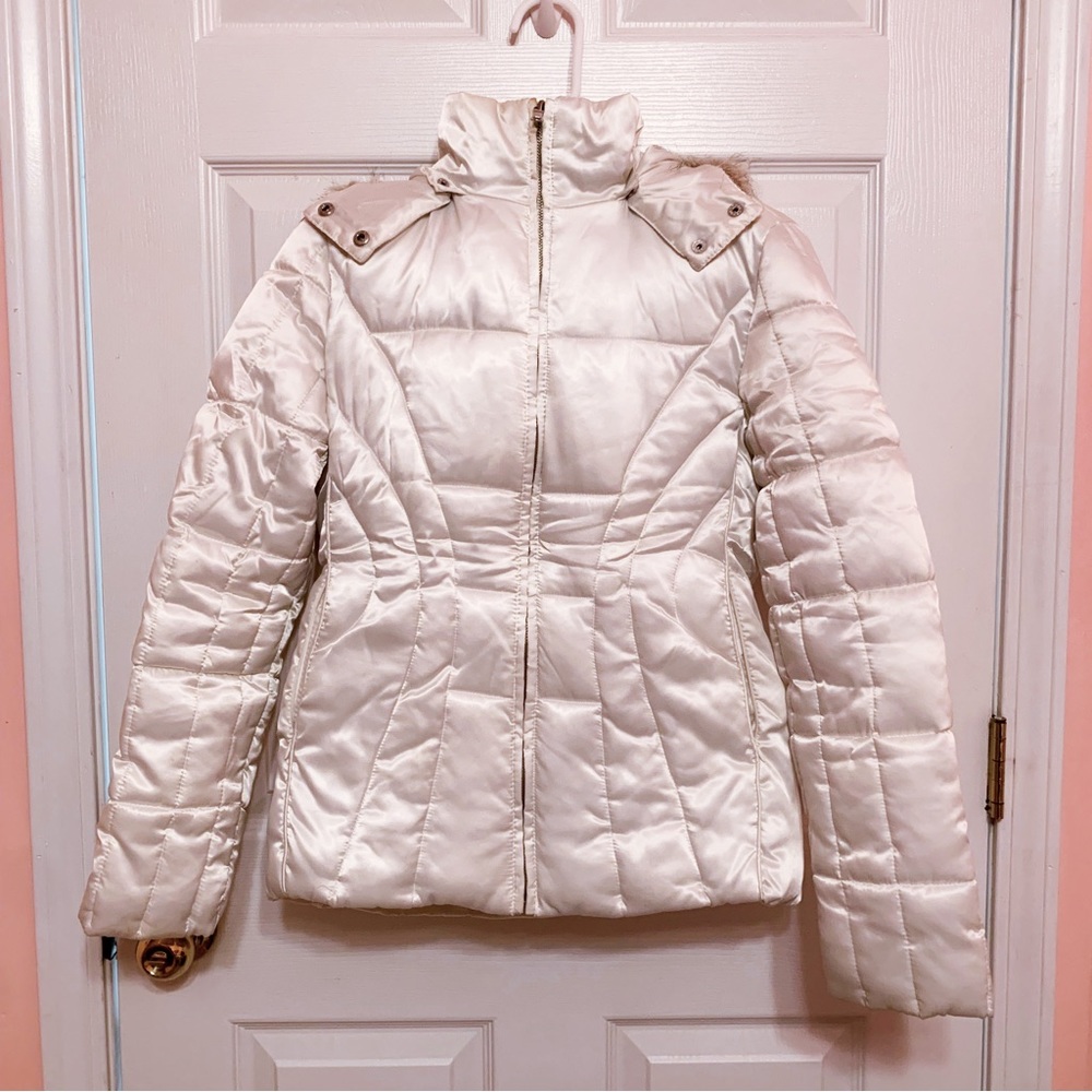 White puffer coat